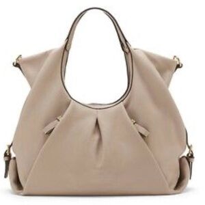 Vince Camuto Cris Shopper Ivory Pebbled Leather Hobo Tote Shoulder Crossbody Bag
